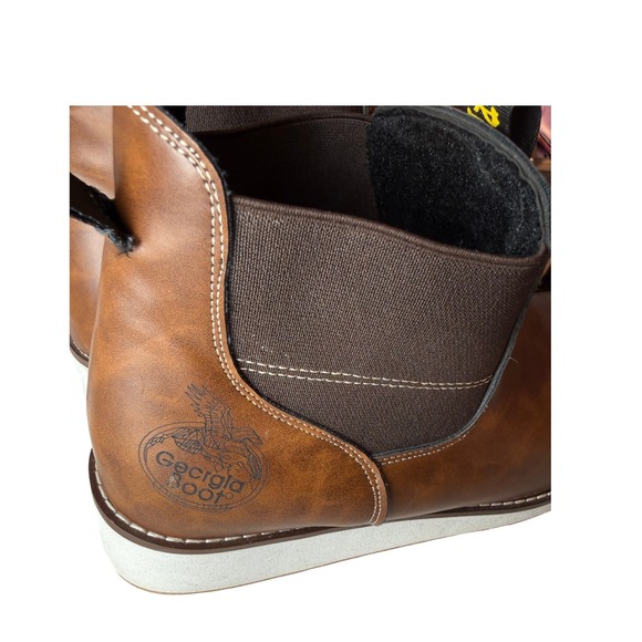 Georgia Boot Mens Brown Chelsea Wedge Sole Boots Square Toe EU 45 Slip On - Picture 3 of 13